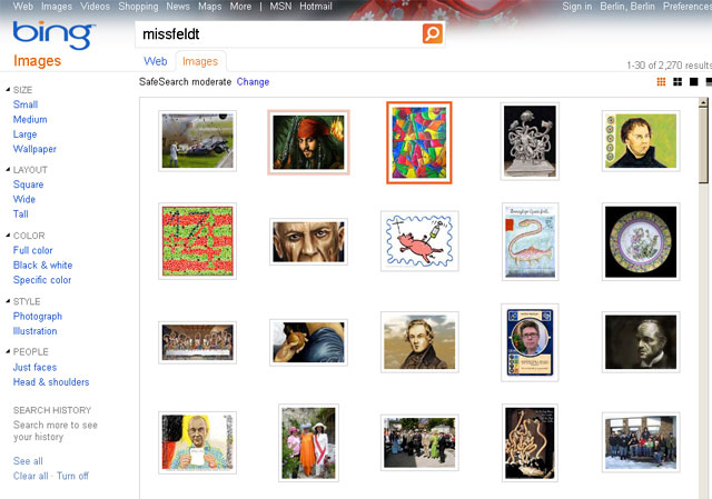 Bing Bildersuche nach "missfeldt"