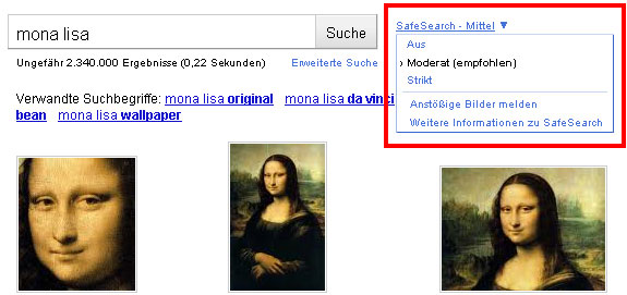 Google SafeSearch-Filter Option