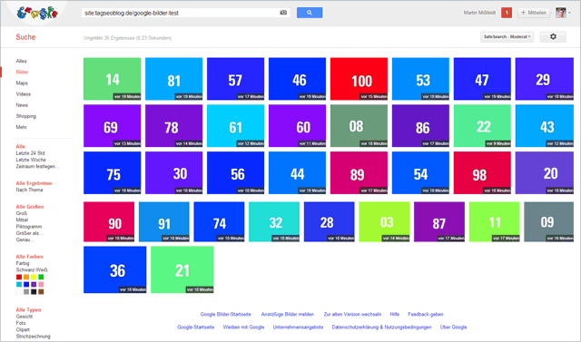 Google Bilder Experiment: die ersten 35 Bilder