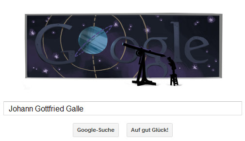 Johann Gottfried Galle Google Doodle - Kleiner Mann vor großem Planeten