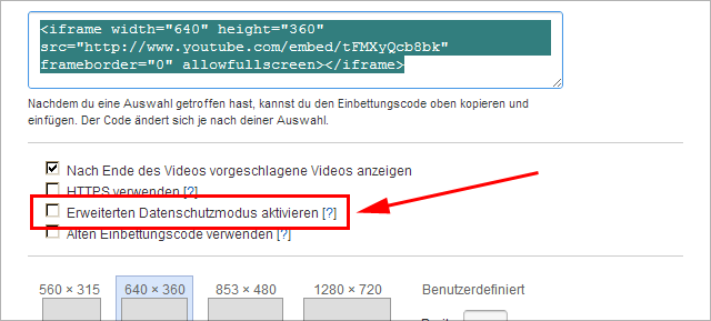 Eingebettete Youtube-Videos und Datenschutz