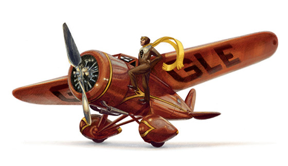 Amelia Earhart Google Doodle (mit ihrer Lockheed Vega)