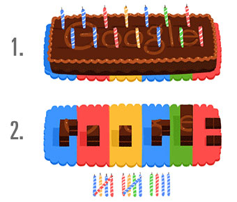Google wird 14! Das Doodle mit dem Schokoladen-Kuchen