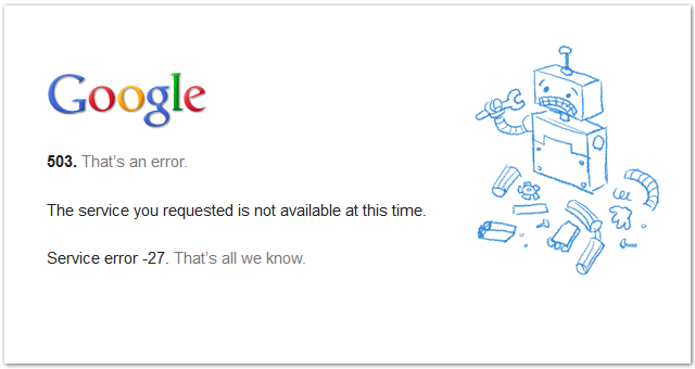 Google 503 Error mit zerstückeltem Roborter