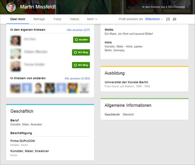 Neue Google+ Profilseite (Info)