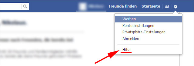 Facebook Account löschen - Erstmal Hilfe anklicken