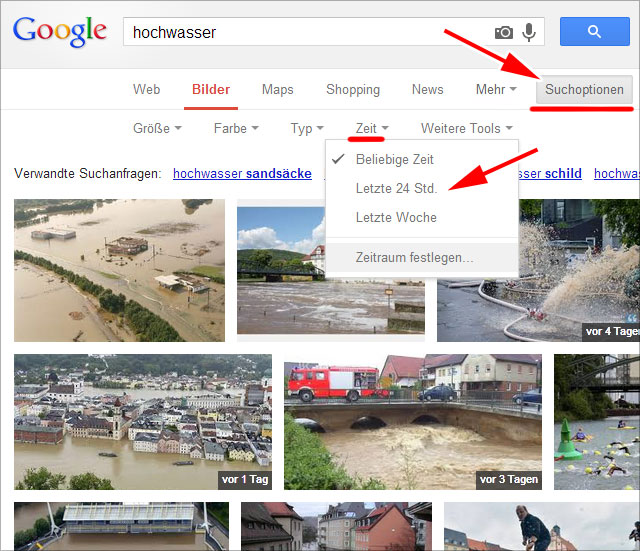 Google Bildersuche nach Zeit / Datum