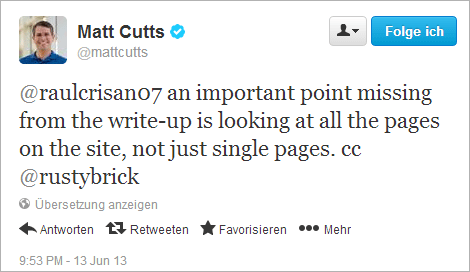 Matt Cutts Tweet: 