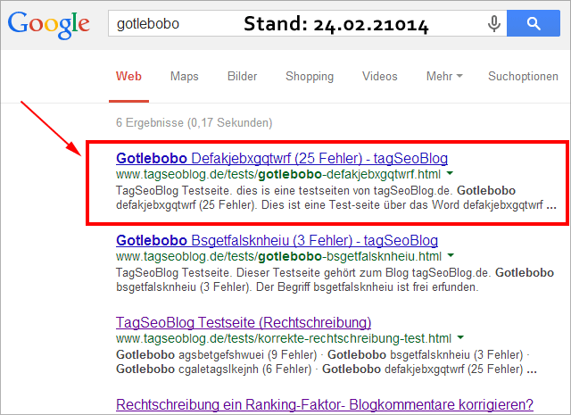 Rechtschreibung Rankingfaktor Testauswertung Februar 2014