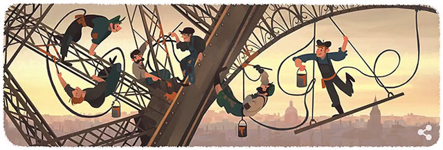 Wann wurde der Eiffelturm eingeweiht? (Google Doodle 31.3.2015)