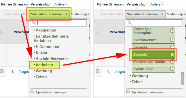 Google Bilder Besucher analysieren: Zweite Dimension 