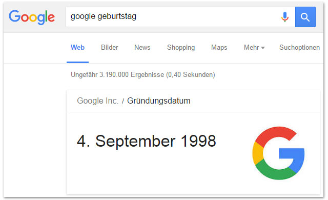 Wann hat Google Geburtstag?