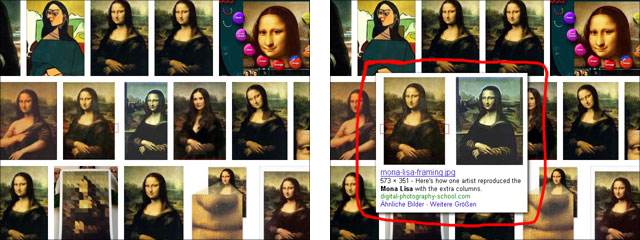 Neue Google Bildersuche: Doppelbilder kaum zu erkennen