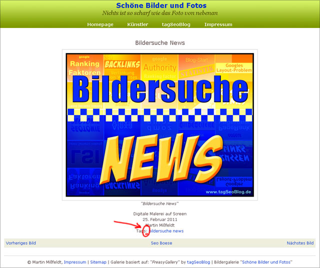 FreasyGallery Frontend: Einzelbild-Darstellung (mit Link in den Admin-bereich)