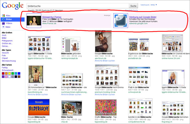 Google Adwords mit Bild in der Bildersuche