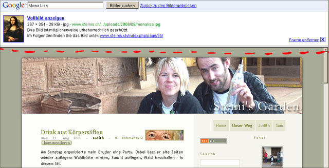Google Bildersuche Frameset alt (oben)