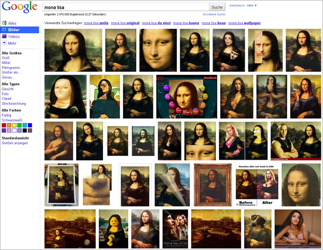 Google Bildersuche neu: Mona Lisa