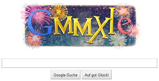 Google Doodle Silvester 2010 - Ein gutes neues Jahr 2011