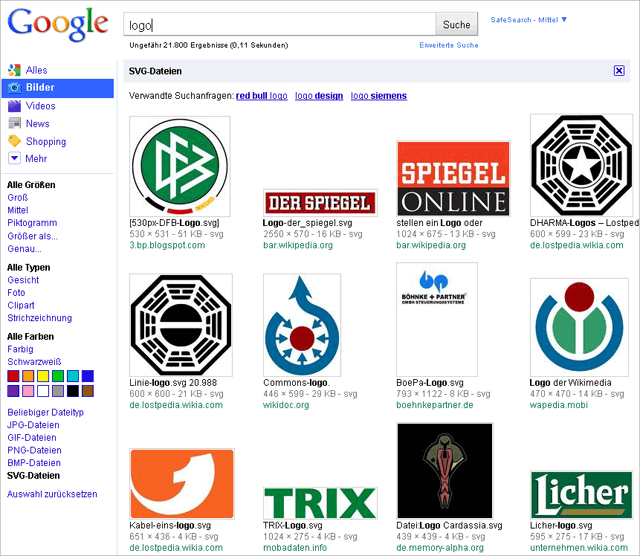 Google images zeigt nun auch SVG-Bilder (logo)