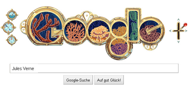 Nautilus-Doodle für Jules Verne: Googles Marken auf dem Meeesgrund