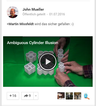 G+ Nachricht von John Müller über eine brandneue optische Illusion