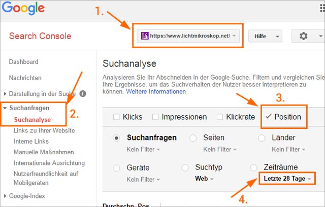 Suchanalyse in der Google-SearchConsole