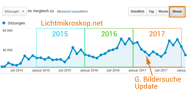 Website Lichtmikroskop.net - Traffic (Google Analytics)