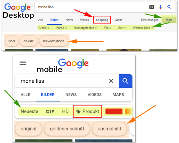 Google Bildersuche Funktionen: Viele Unterschiede ...