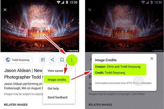 Google Images zeigt nun Copyright-Informationen (Meta-Data)