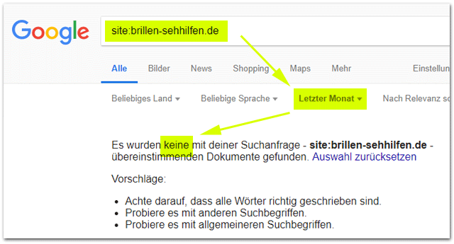 Google Site-Abfrage mit zeitlicher Einschränkung