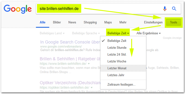 Zeitlich eingegrenzte Googlesuche