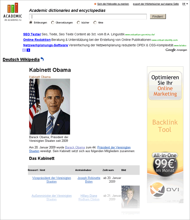 Beispiel-Screen Academic.ru - "Obama"