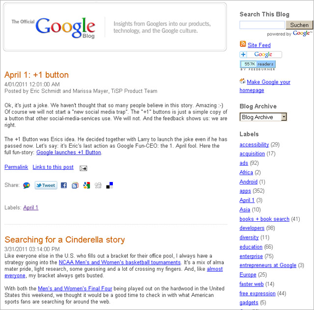 Google-Blog: +1? It  just a joke!