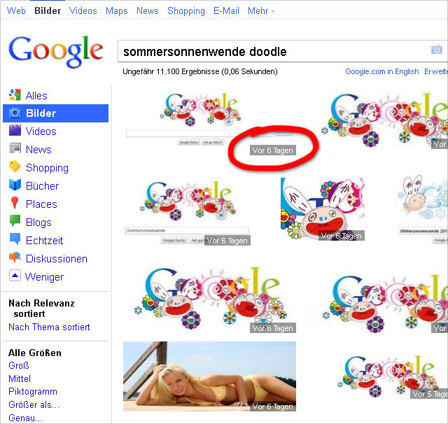 Google-Bildersuche zeigt Alter des Bildes an