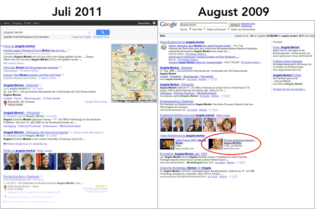 Universal-Search Vergleich: 2011 - 2009