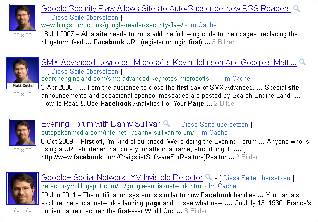 Bilder mit Bildern suchen und Interessen von Avatar-Trägern finden - Beispiel Matt Cutts