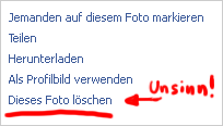 Facebook Link: Foto löschen. #fail