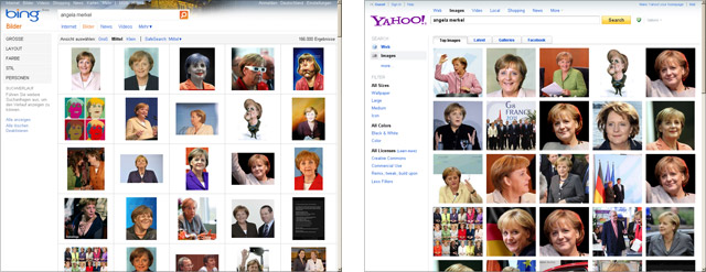 Yahoo-Bildersuche und bing-Bildersuche im Vergleich