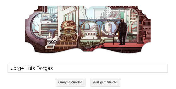 Google Doodle für Jorge Luis Borges - phantastische Architektur, unendliche Welten