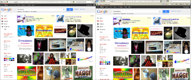 smsls bei Googe: links Firefox, rechts Internet-Explorer