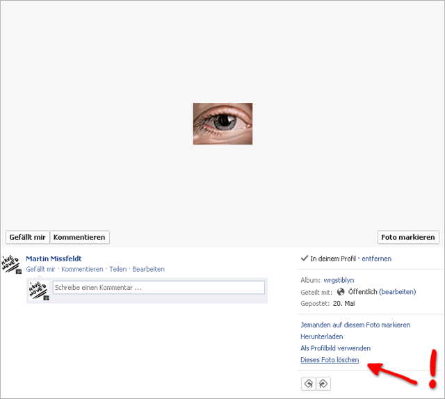 Wie kann man ein Bild bei facebook löschen?