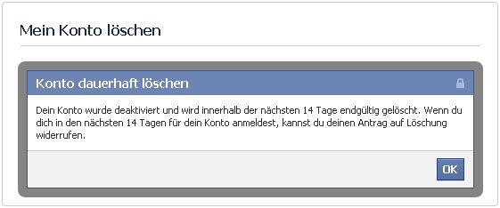 Facebook  Account gelöscht, aber... 