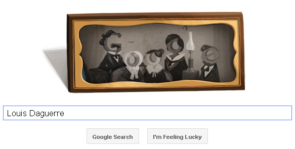 Louis Daguerre Google Doodle - sieht aus wie eine alte Daguerrotypie Louis Daguerre Google Doodle - sieht aus wie eine alte Daguerrotypie