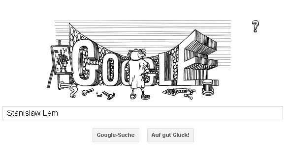 Stanislaw Lem Google Doodle - Startbild des interaktiven Animationsfilmes