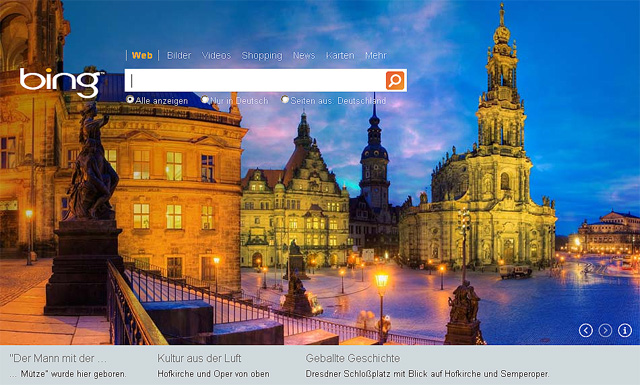 Bing Startseite: Dresdner Frauenkirche