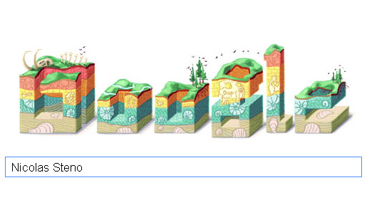 Nicolaus Steno Fossilien Doodle auf der Google Homepage