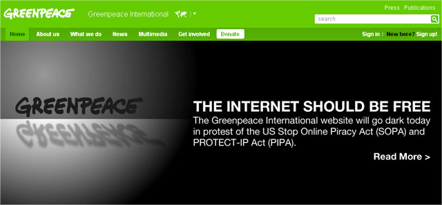 Greenpease goes STOP SOPA