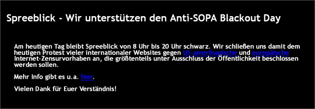 Sopa-Protest bei Spreeblick