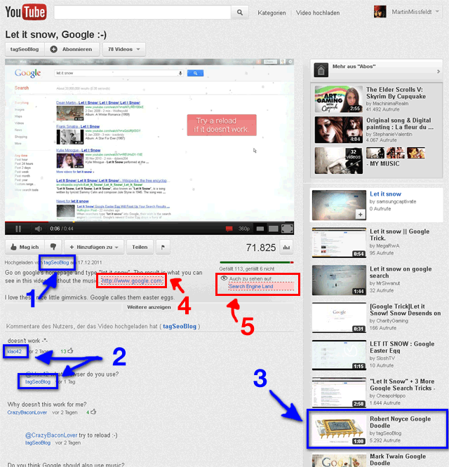 Youtube Videoseite - follow und nofollow Links