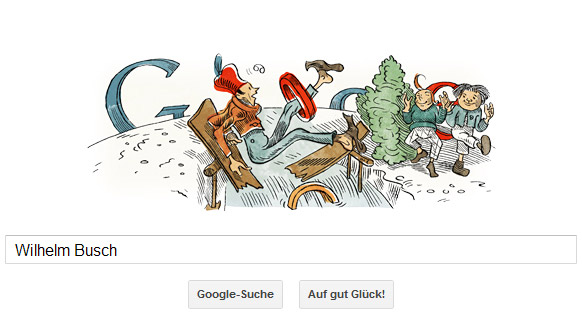 Wilhelm Busch Google Doodle - Max und Moritz ärgern Schneider Böck